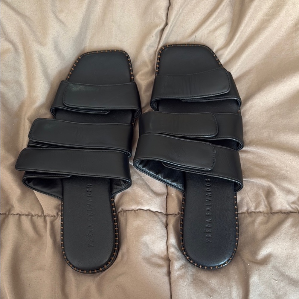 Freda Salvador Black Leather Sandals